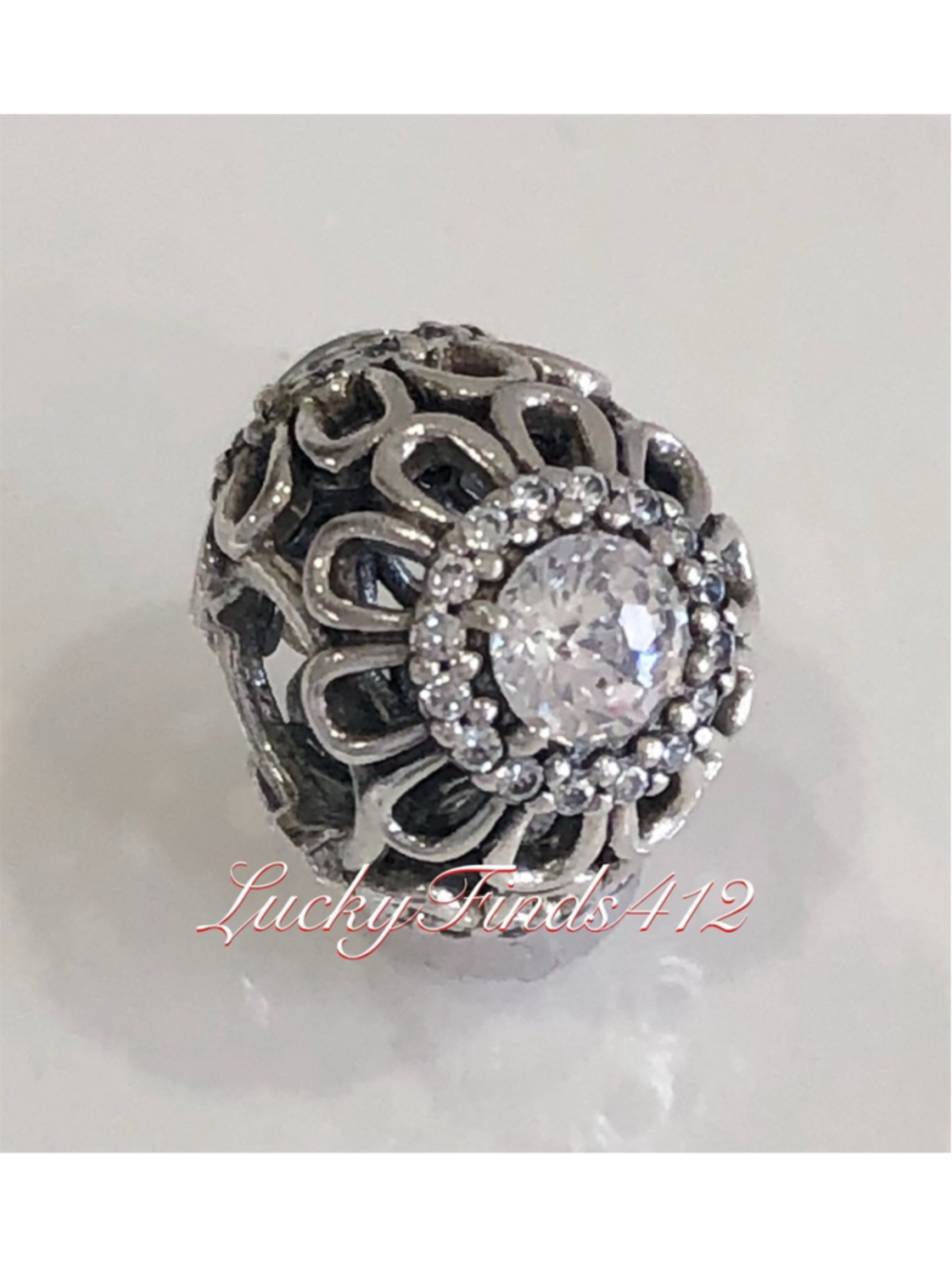 Authentic Pandora Floral Brilliance Charm Retired Pandora Charm
